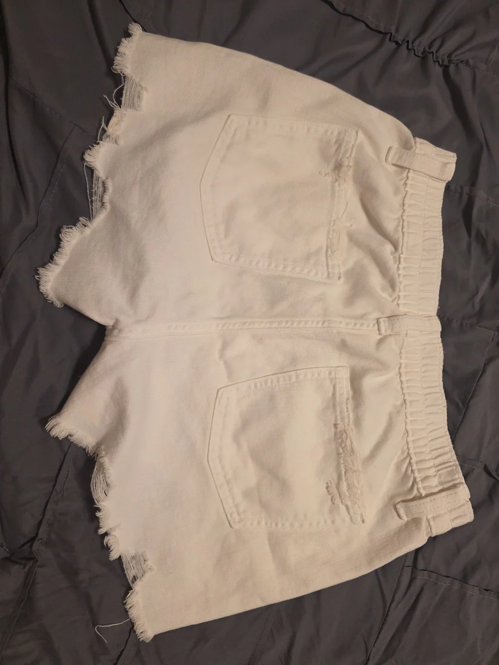 Aerie White Distressed Denim Cutoff Shorts